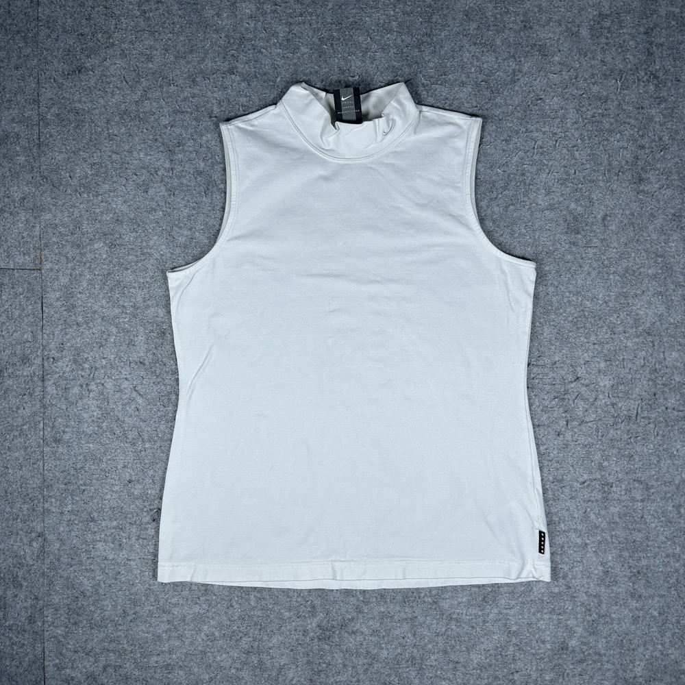 Vintage Nike Tank Top Womens Large White Y2K Mock Neck Sleeveless Golf Athletic